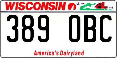 WI license plate 389OBC