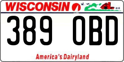 WI license plate 389OBD