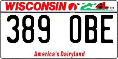 WI license plate 389OBE