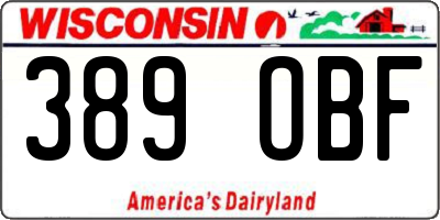 WI license plate 389OBF