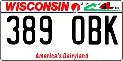 WI license plate 389OBK