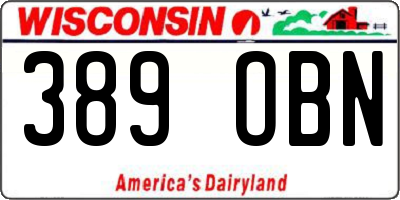 WI license plate 389OBN