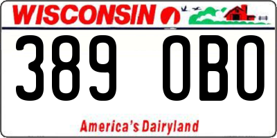 WI license plate 389OBO