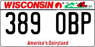 WI license plate 389OBP