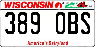 WI license plate 389OBS