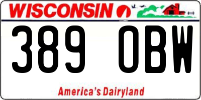 WI license plate 389OBW