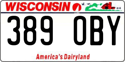 WI license plate 389OBY