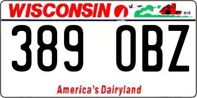 WI license plate 389OBZ
