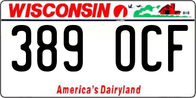 WI license plate 389OCF