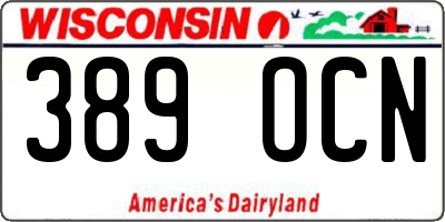 WI license plate 389OCN