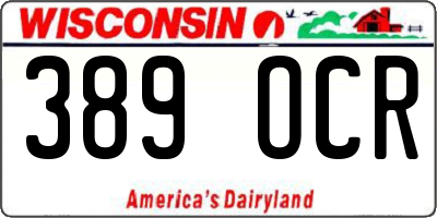 WI license plate 389OCR