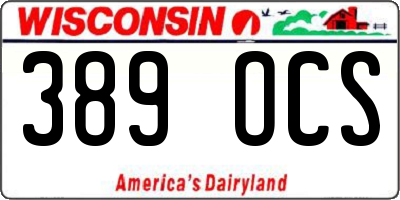 WI license plate 389OCS