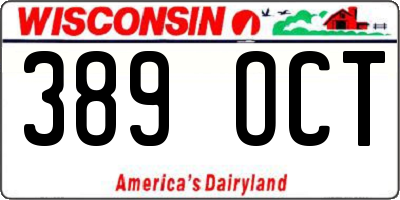 WI license plate 389OCT