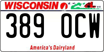 WI license plate 389OCW