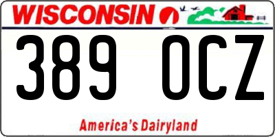 WI license plate 389OCZ