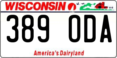 WI license plate 389ODA