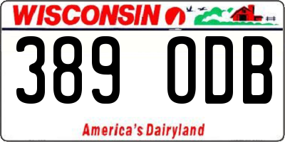 WI license plate 389ODB