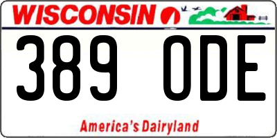 WI license plate 389ODE
