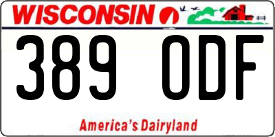 WI license plate 389ODF