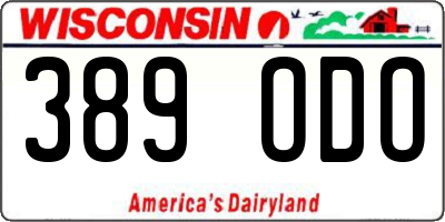 WI license plate 389ODO