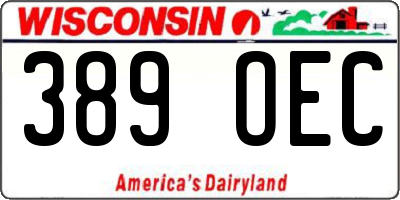 WI license plate 389OEC