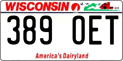 WI license plate 389OET