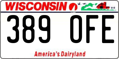 WI license plate 389OFE