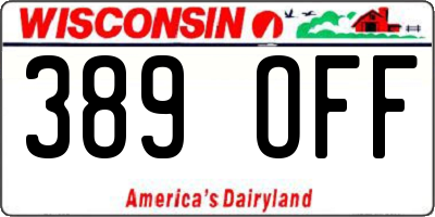 WI license plate 389OFF