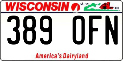 WI license plate 389OFN