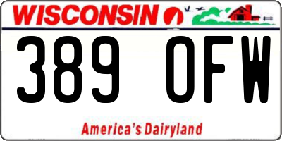 WI license plate 389OFW