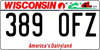WI license plate 389OFZ