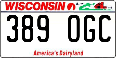 WI license plate 389OGC