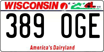 WI license plate 389OGE