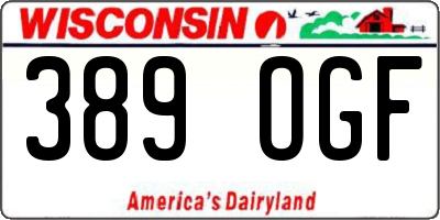 WI license plate 389OGF