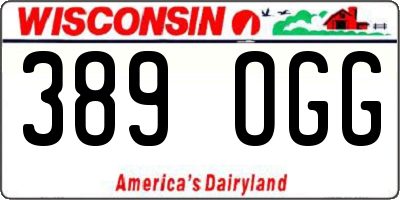 WI license plate 389OGG