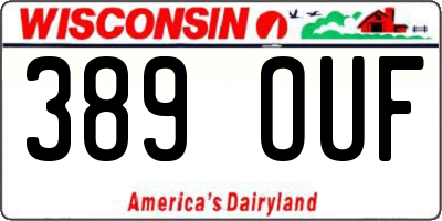 WI license plate 389OUF