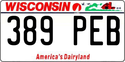WI license plate 389PEB