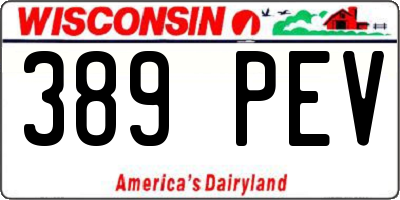 WI license plate 389PEV