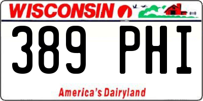WI license plate 389PHI