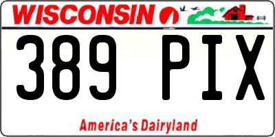 WI license plate 389PIX