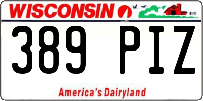 WI license plate 389PIZ