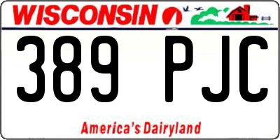 WI license plate 389PJC