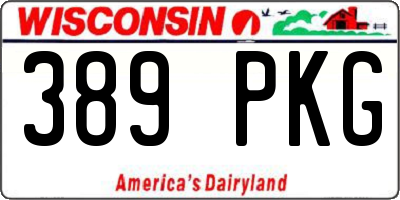 WI license plate 389PKG