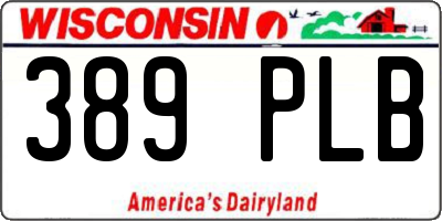 WI license plate 389PLB
