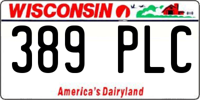 WI license plate 389PLC