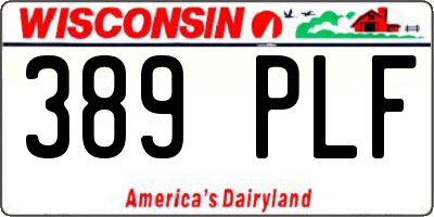 WI license plate 389PLF