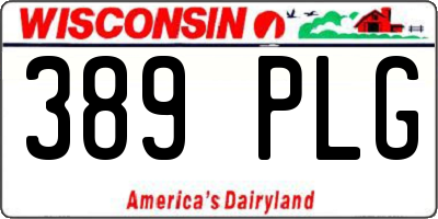 WI license plate 389PLG