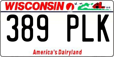 WI license plate 389PLK