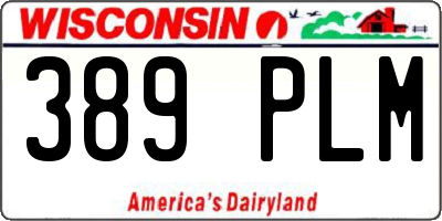 WI license plate 389PLM
