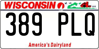 WI license plate 389PLQ